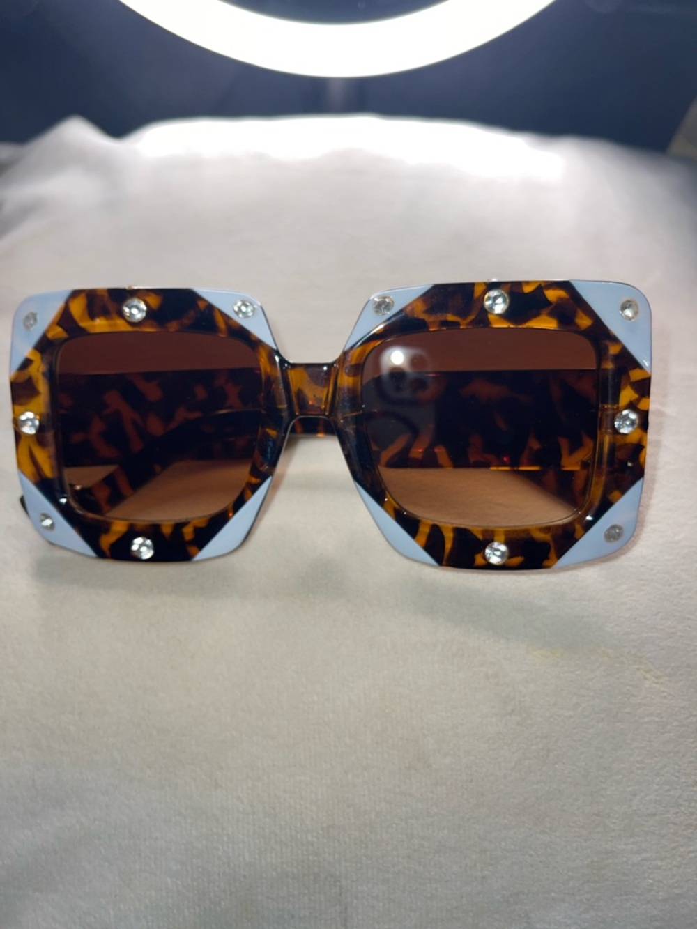 Tortoiseshell Square Statement Sunglasses - Brown Lenses